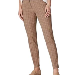 NWT J. Jill Quinn Bi-Stretch Ankle Pants in Camel Multi Plaid Size 12
